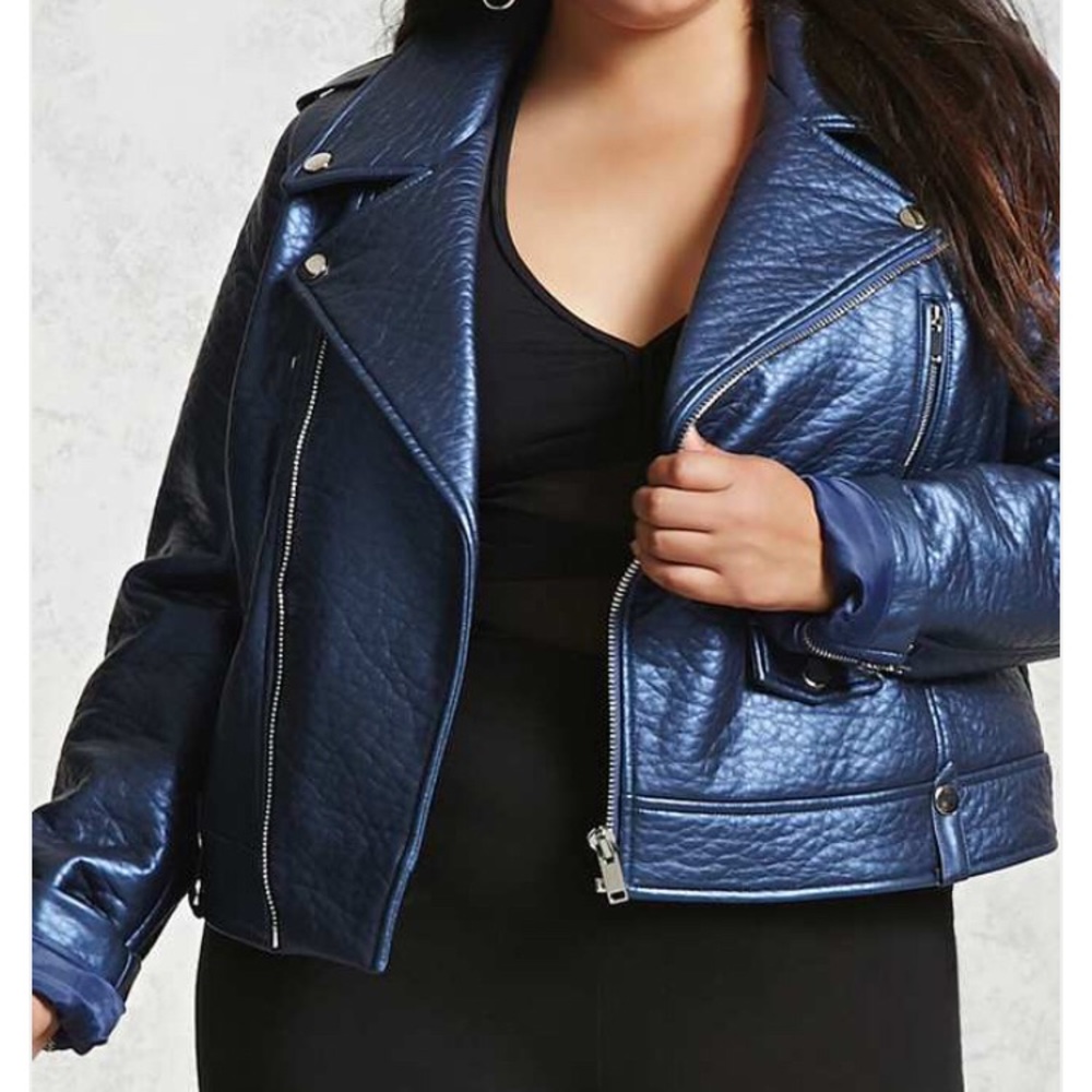 Plus Size Faux Leather Jacket
